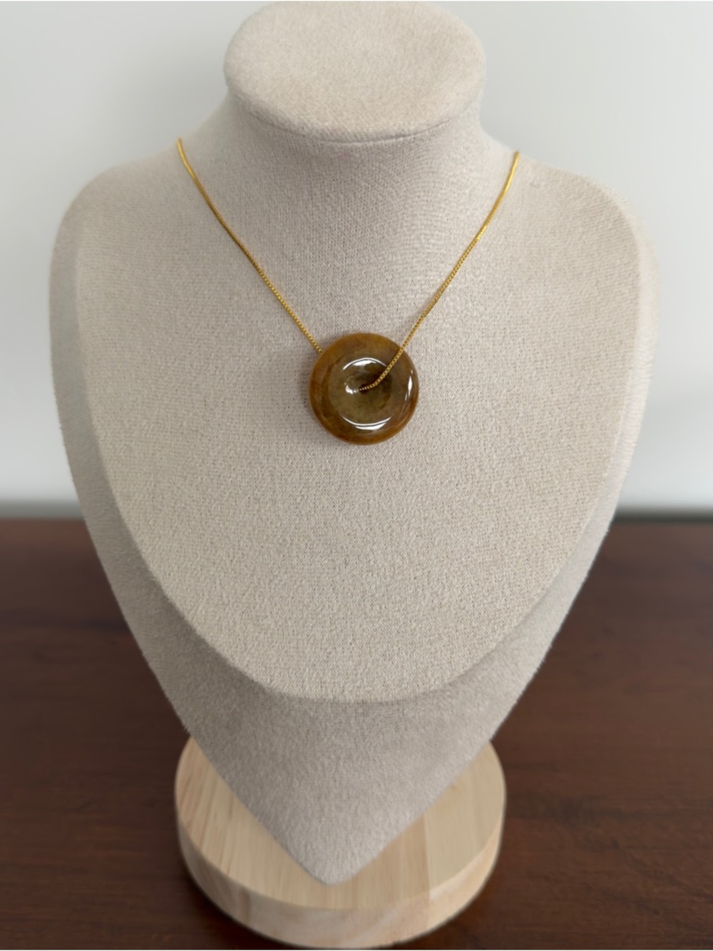 Certified Grade A Burma Jade Donut Pendant Necklace